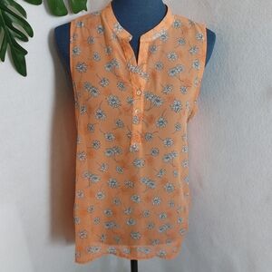 Femme Orange with Daisy Print Blouse Top